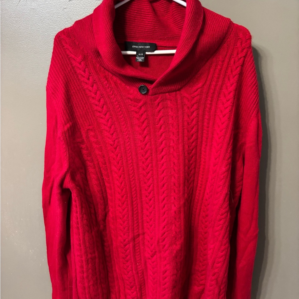 Jones New York Vibrant Red Cowl Neck Sweater